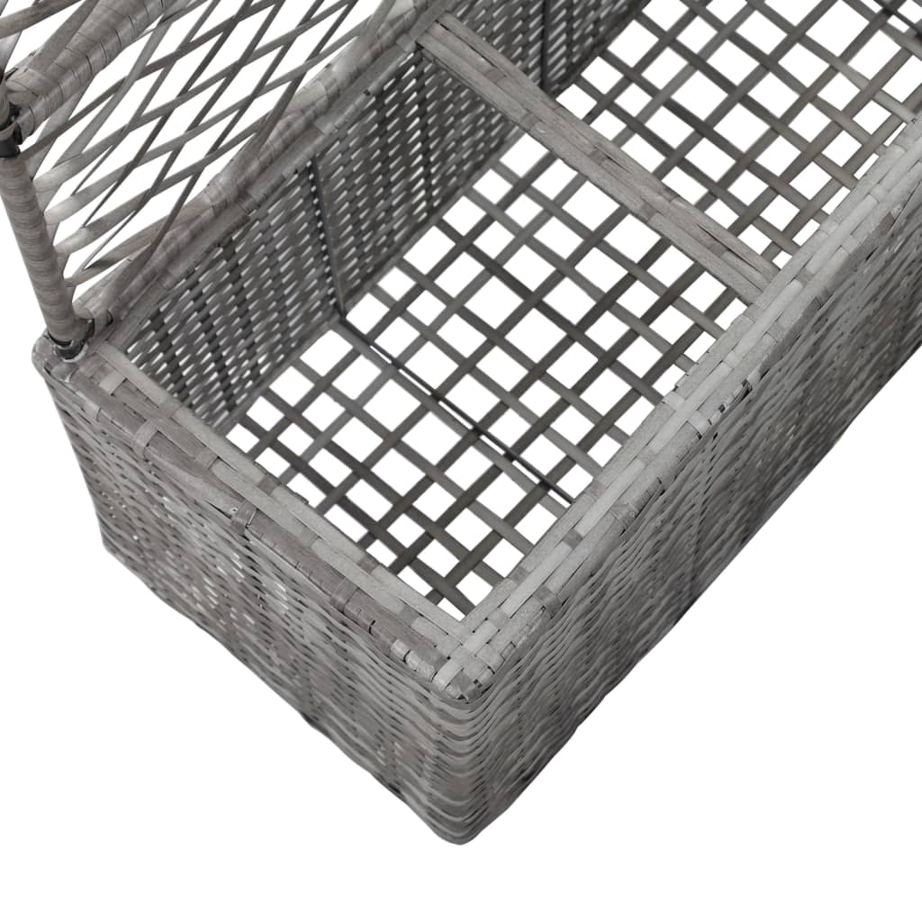 Szürke rácsos polyrattan magaságyás 3 kaspóval 83 x 30 x 130 cm