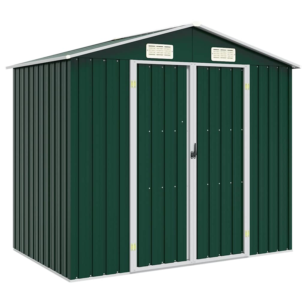 Zöld horganyzott acél kerti fészer 205 x 129 x 183 cm
