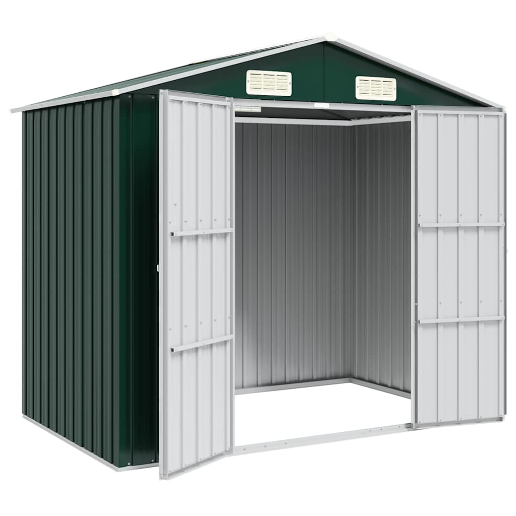Zöld horganyzott acél kerti fészer 205 x 129 x 183 cm