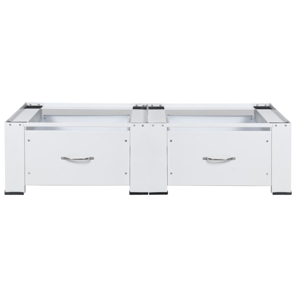 Fehér mosó- és szárítógéptartó állvány fiókokkal