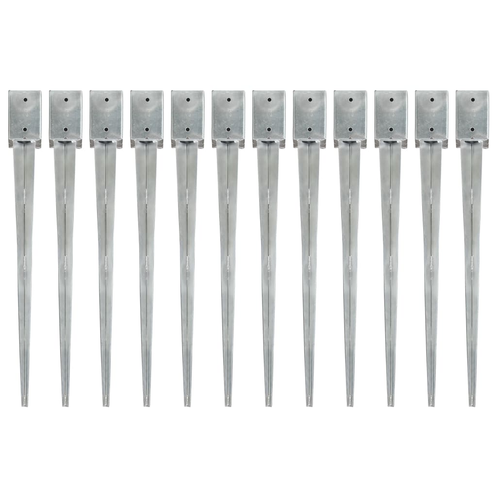 12 db ezüstszínű horganyzott acél kerítéstüske 9 x 9 x 90 cm