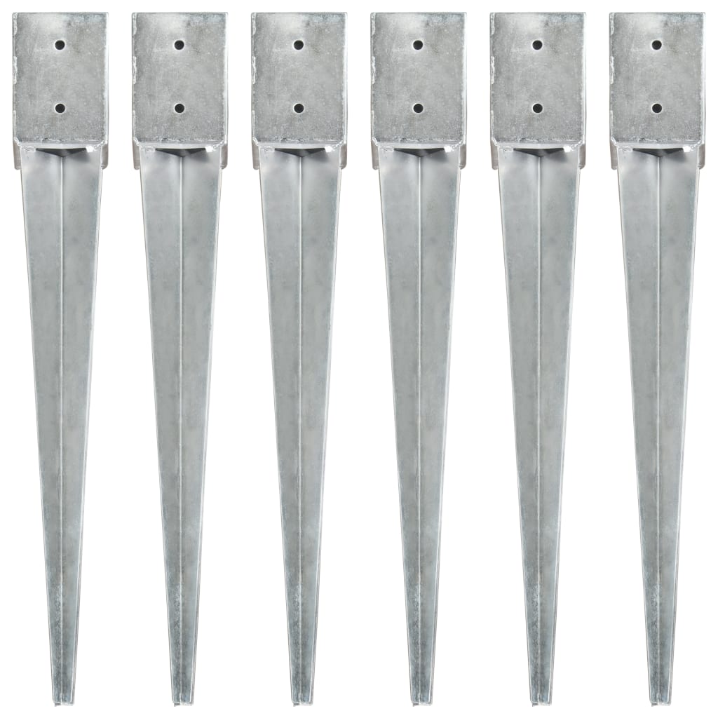 6 db ezüstszínű horganyzott acél kerítéstüske 10 x 10 x 76 cm