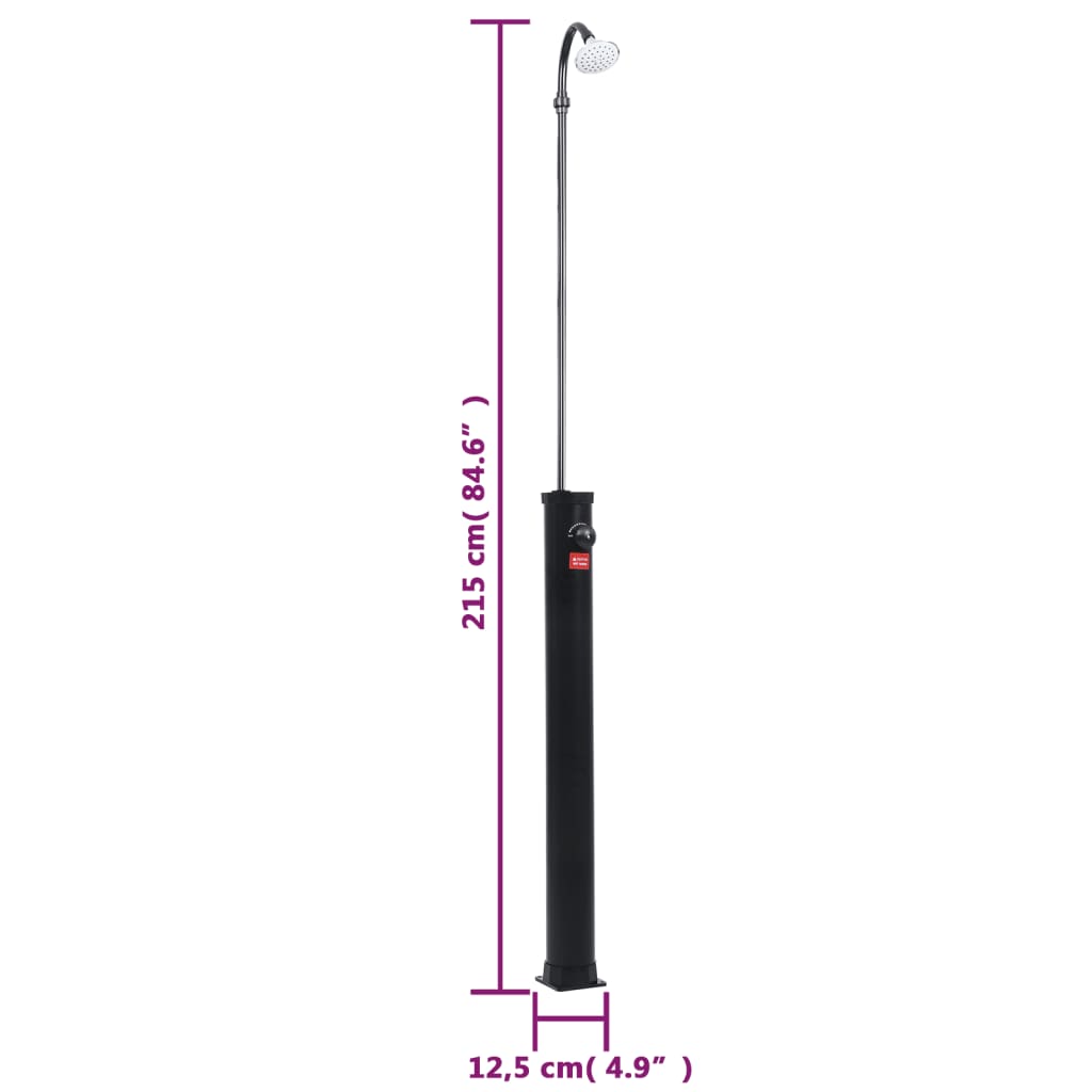 Fekete napelemes kerti zuhany 215 cm 8 l Fekete napelemes kerti zuhany 215 cm 8 l