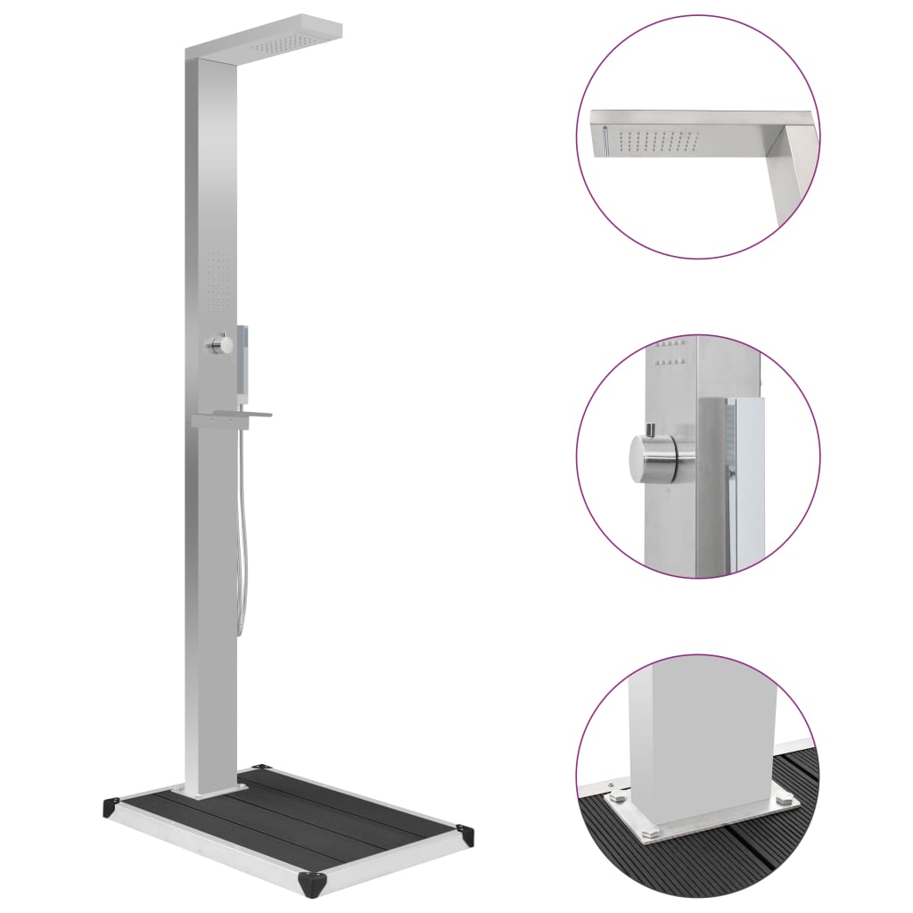 Kültéri wpc és rozsdamentes acél zuhany és zuhanytálca