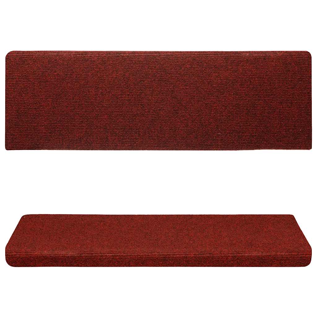 15 db öntapadós lépcsőszőnyeg 65 x 21 x 4 cm bordói piros téglalap alakú széllel