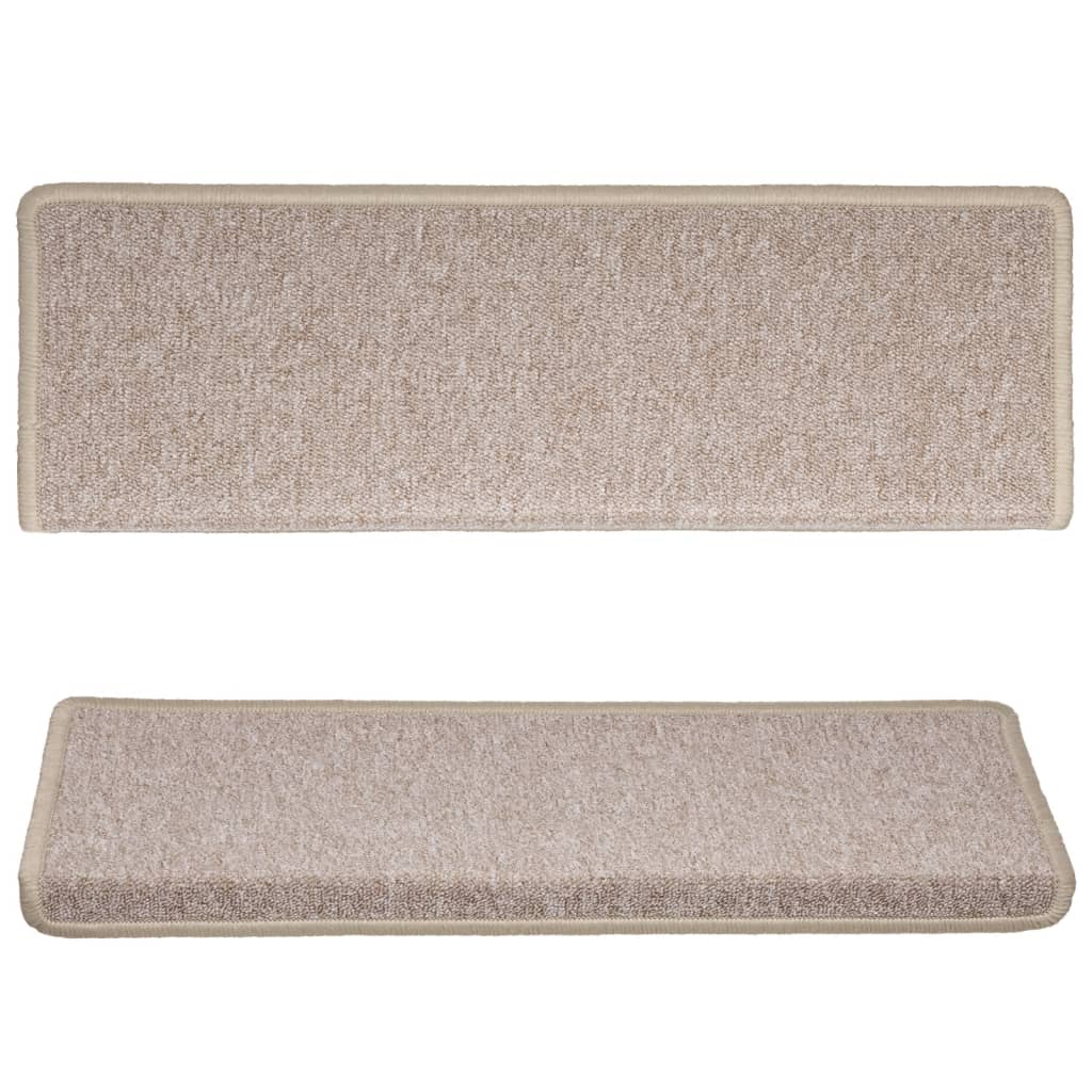 15 db lépcsőszőnyeg 65 x 21 x 4 cm bézs téglalap alakú széllel