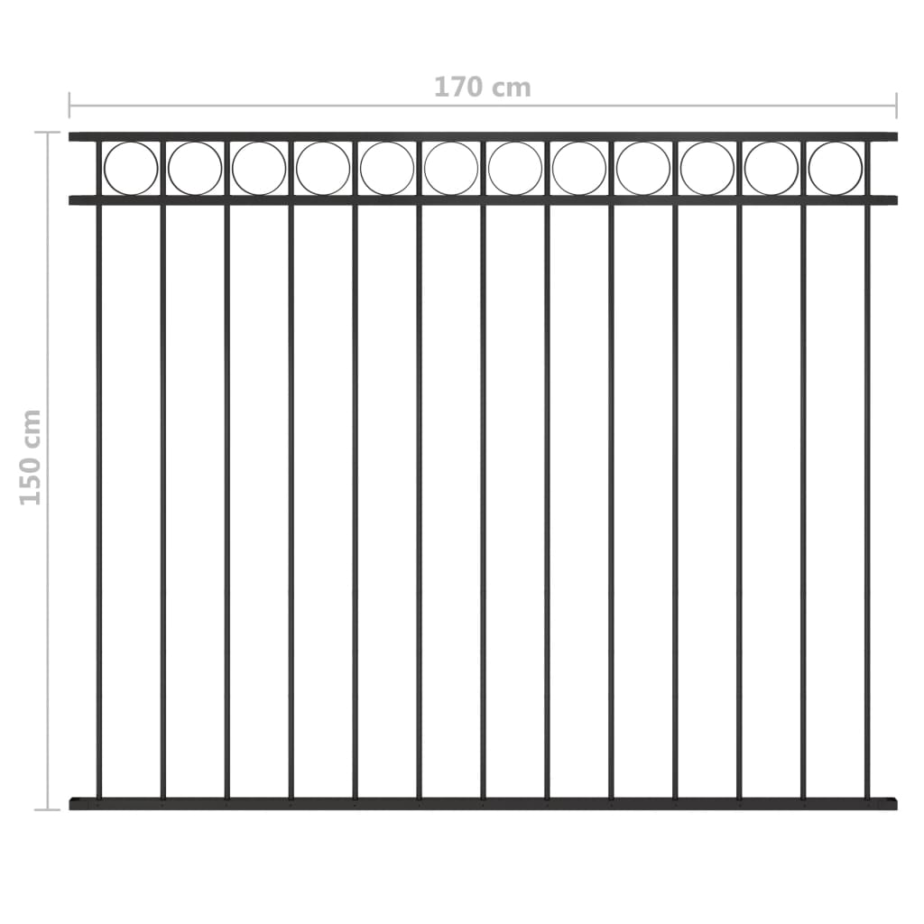 146319 fence panel steel 1,7x1,5 m black