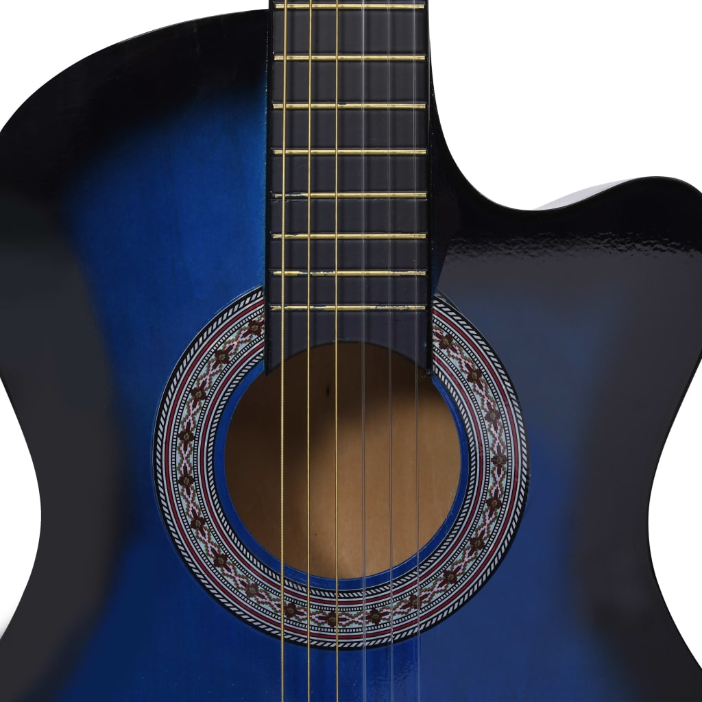 Kék árnyékos 6 húros klasszikus western cutaway gitár 38