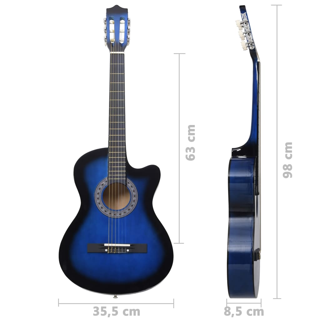 Kék árnyékos 6 húros klasszikus western cutaway gitár 38