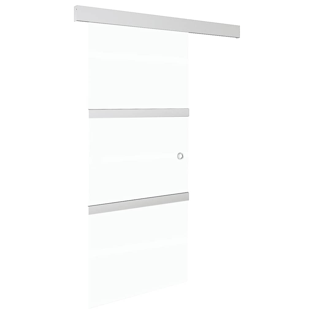 Ezüstszínű esg üveg és alumínium tolóajtó 90 x 212 cm