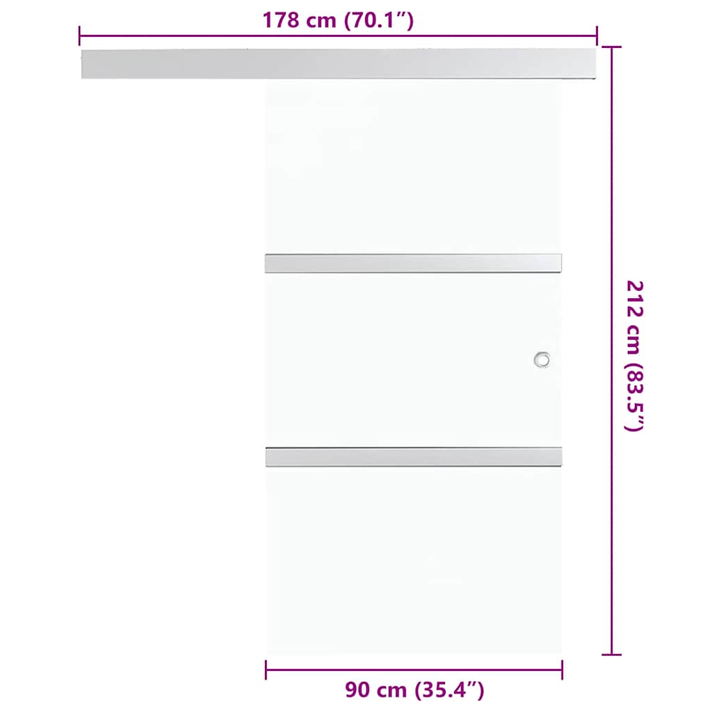 Ezüstszínű esg üveg és alumínium tolóajtó 90 x 212 cm