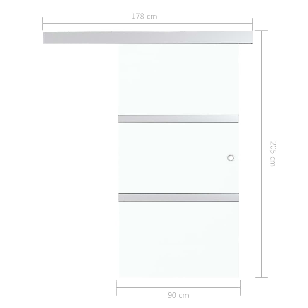 Ezüst esg üveg és alumínium tolóajtó puha ütközőkkel 90x205 cm