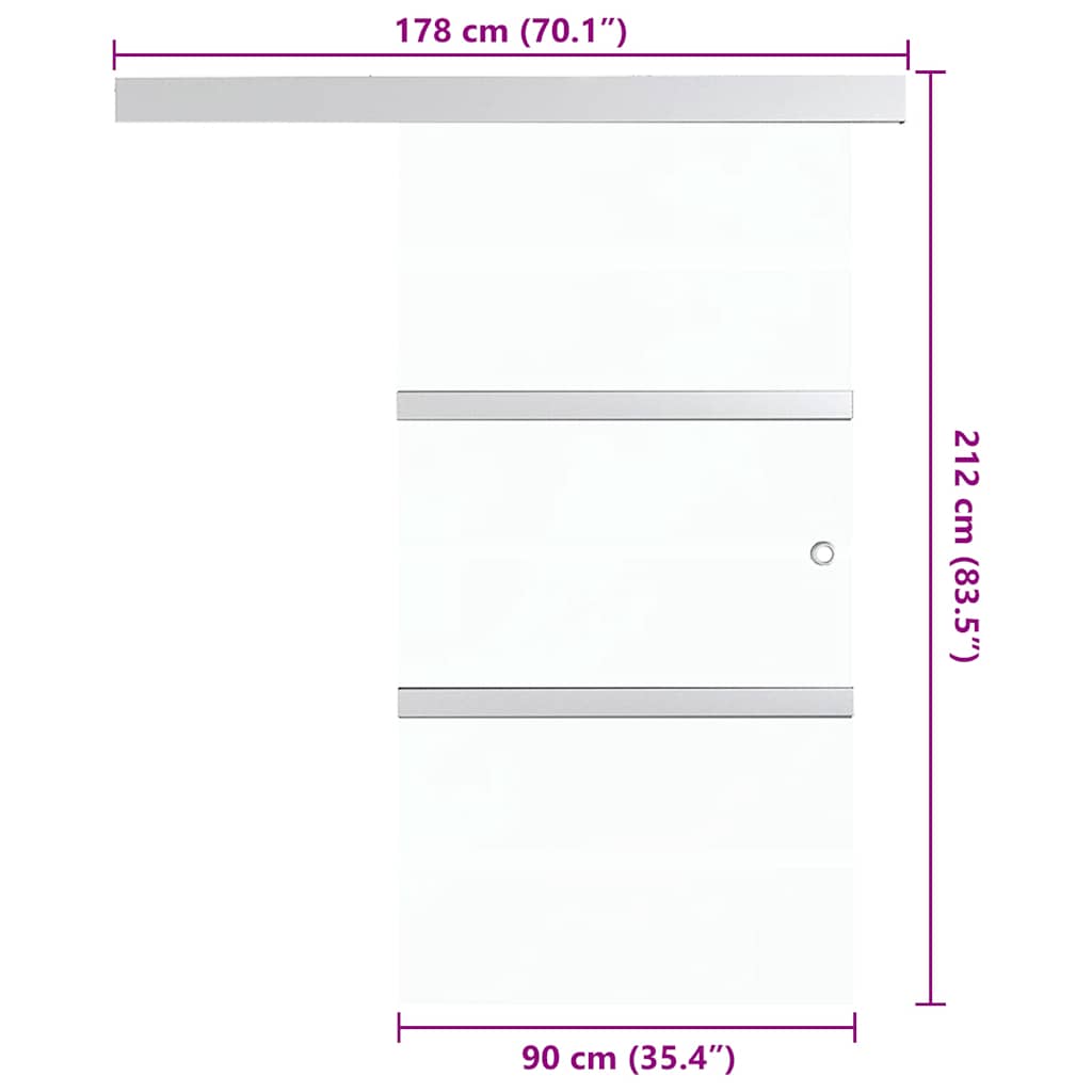 Ezüstszínű esg üveg és alumínium tolóajtó 90 x 205 cm