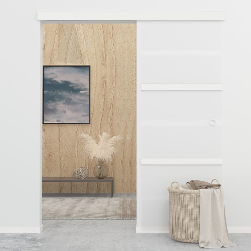 Ezüst esg üveg és alumínium tolóajtó puha ütközőkkel 76x205 cm
