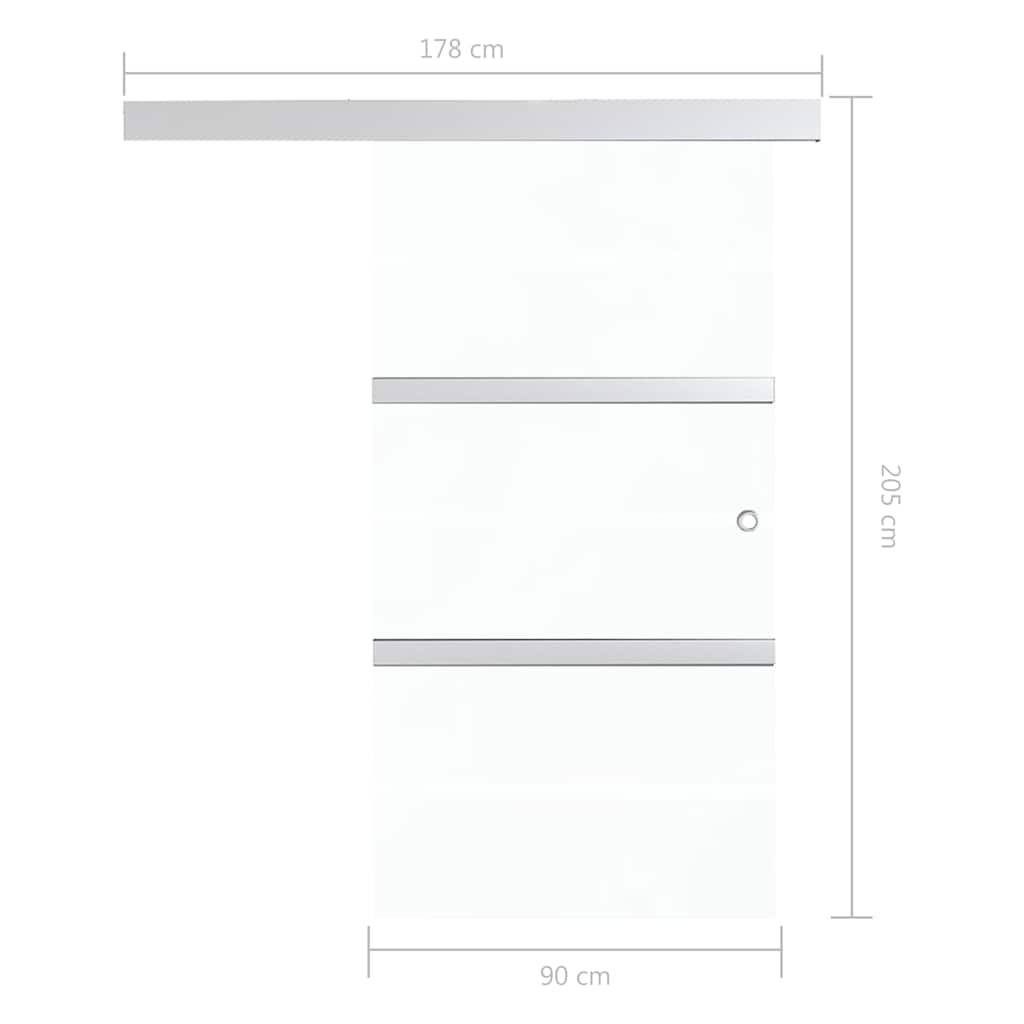 Ezüst esg üveg és alumínium tolóajtó puha ütközőkkel 90x205 cm