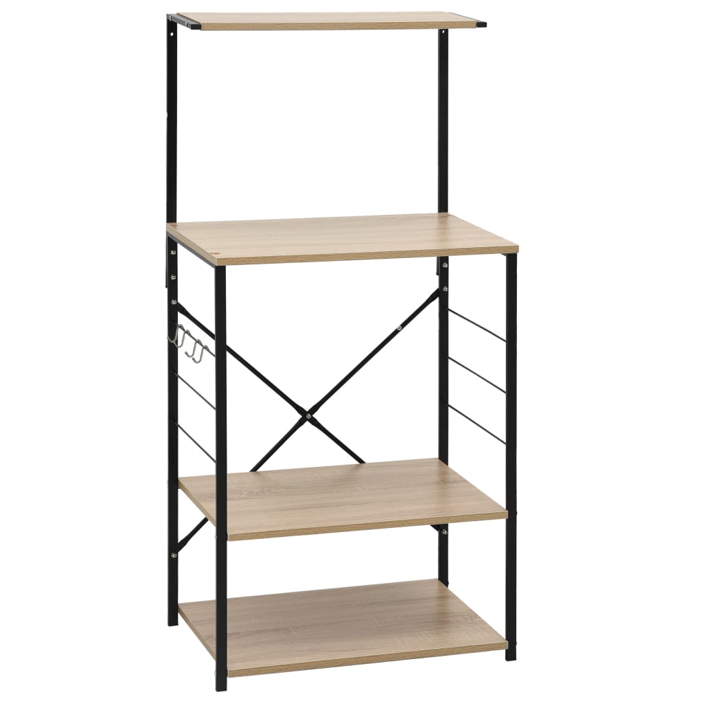 Fekete-tölgyszínű forgácslap mikrosütő szekrény 60x39,6x123 cm