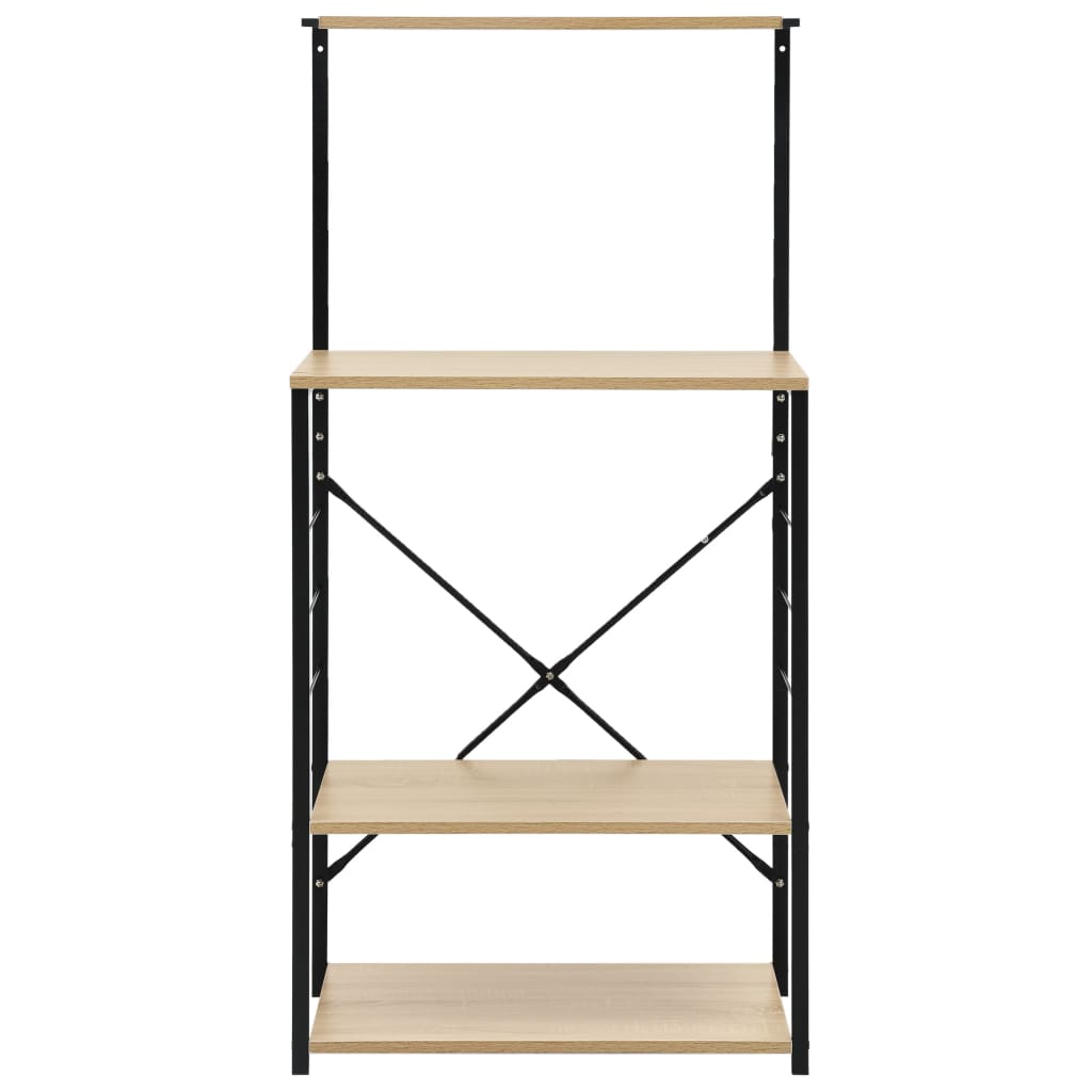 Fekete-tölgyszínű forgácslap mikrosütő szekrény 60x39,6x123 cm