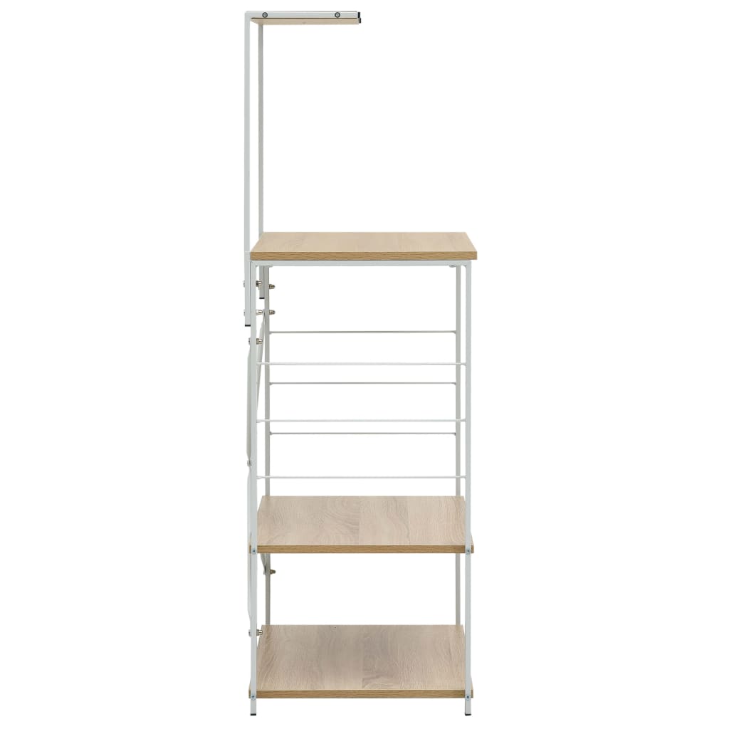Fehér és tölgy szerelt fa mikrohullámú szekrény 60x39,6x123 cm