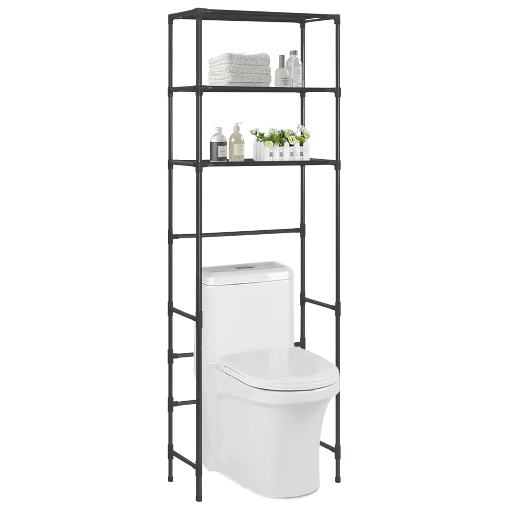3 szintes fekete wc feletti tárolóállvány 53 x 28 x 169 cm 3 szintes fekete wc feletti tárolóállvány 53 x 28 x 169 cm