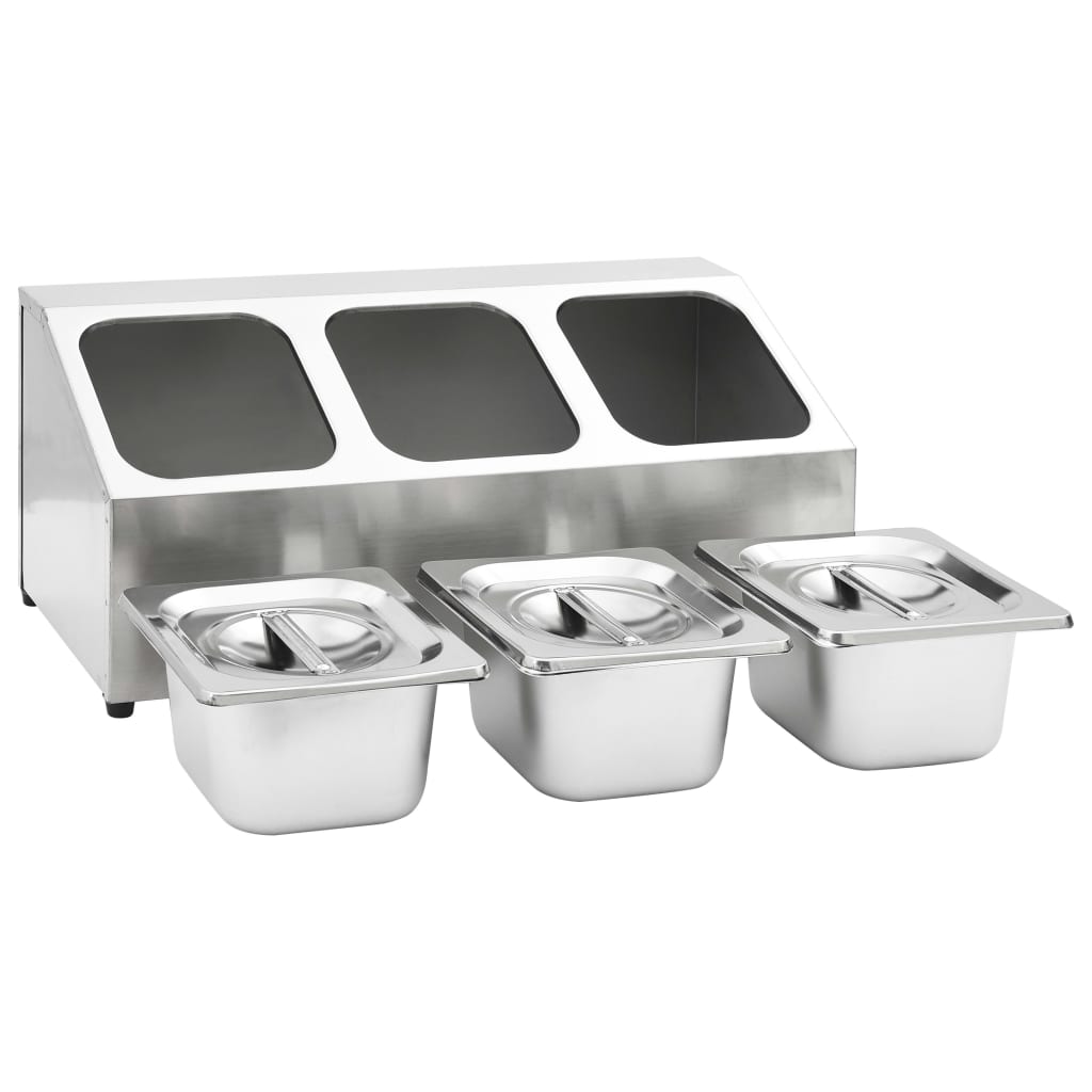 Rozsdamentes acél gastronorm tároló 3 db gn 1/6-os edénnyel