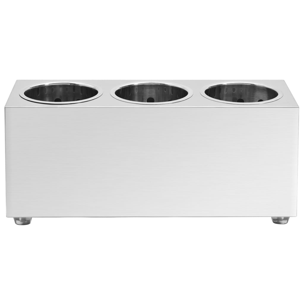 3 rekeszes négyszögletes rozsdamentes acél evőeszköz-tároló