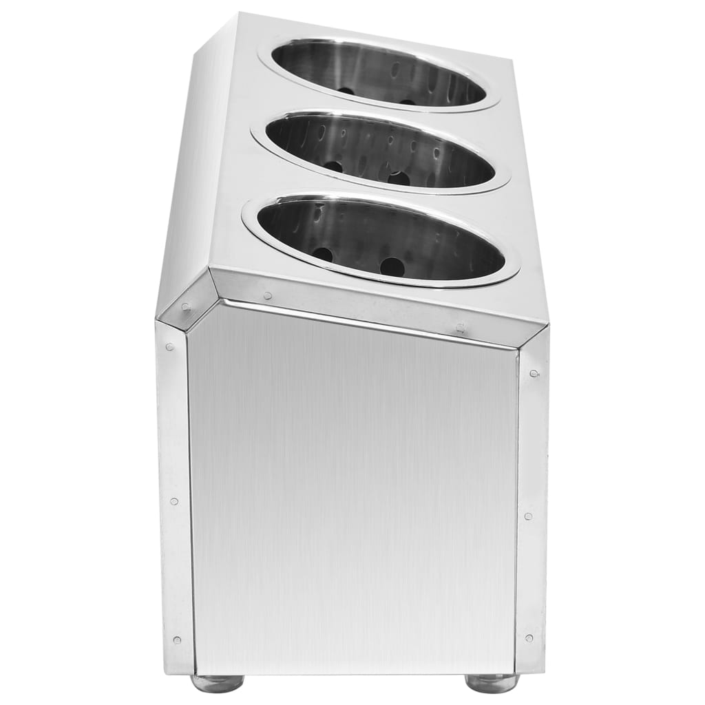 3 rekeszes négyszögletes rozsdamentes acél evőeszköz-tároló