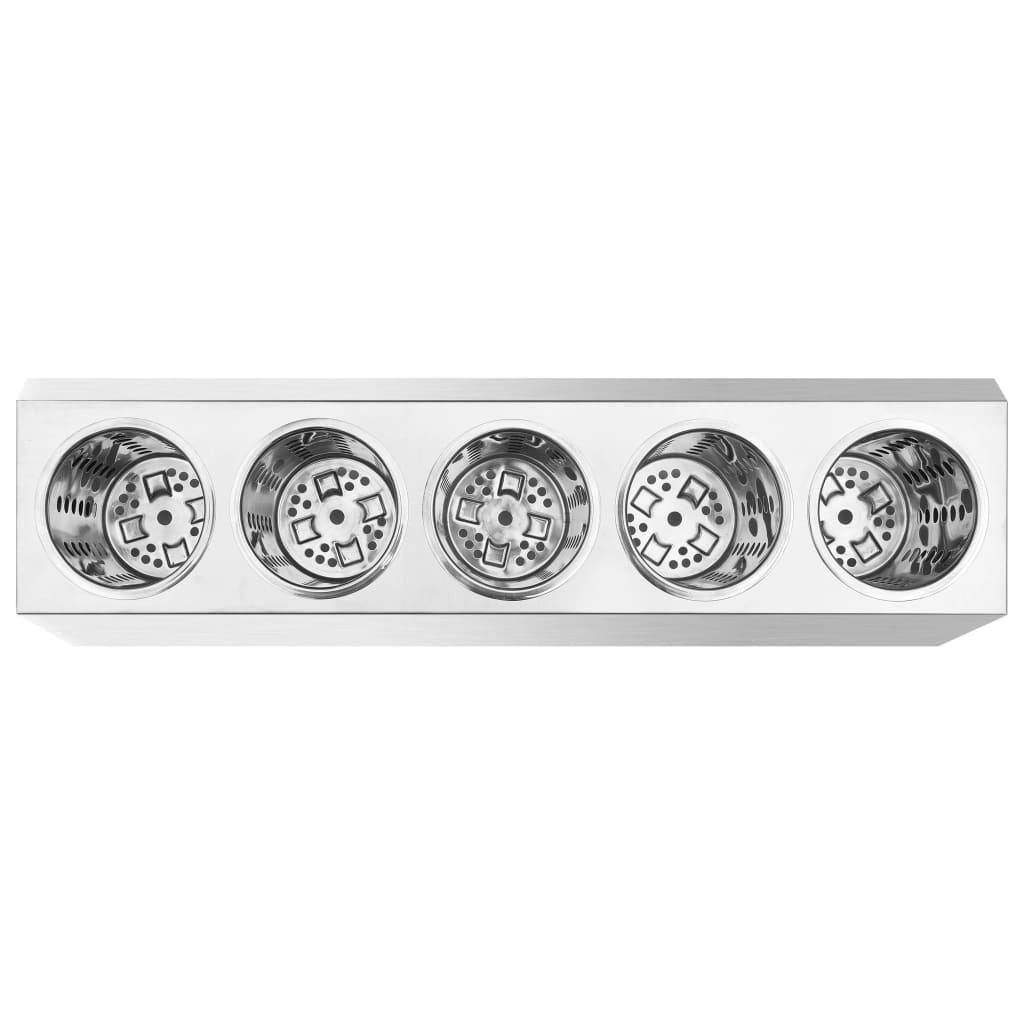 5 rekeszes négyszögletes rozsdamentes acél evőeszköz-tároló