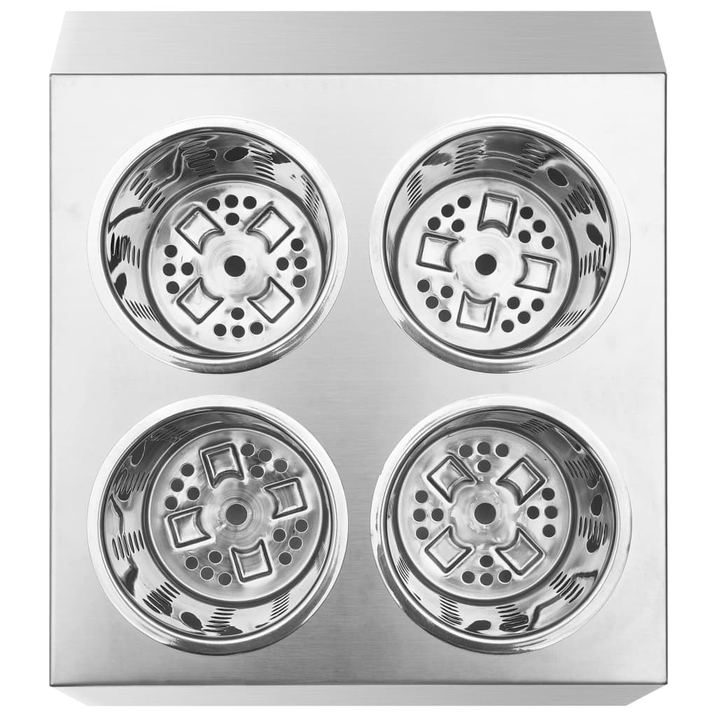 4 rekeszes négyszög alakú rozsdamentes acél evőeszköz-tároló