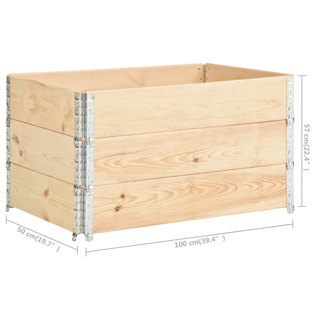 3 db tömör fenyőfa raklapmagasító 50 x 100 cm