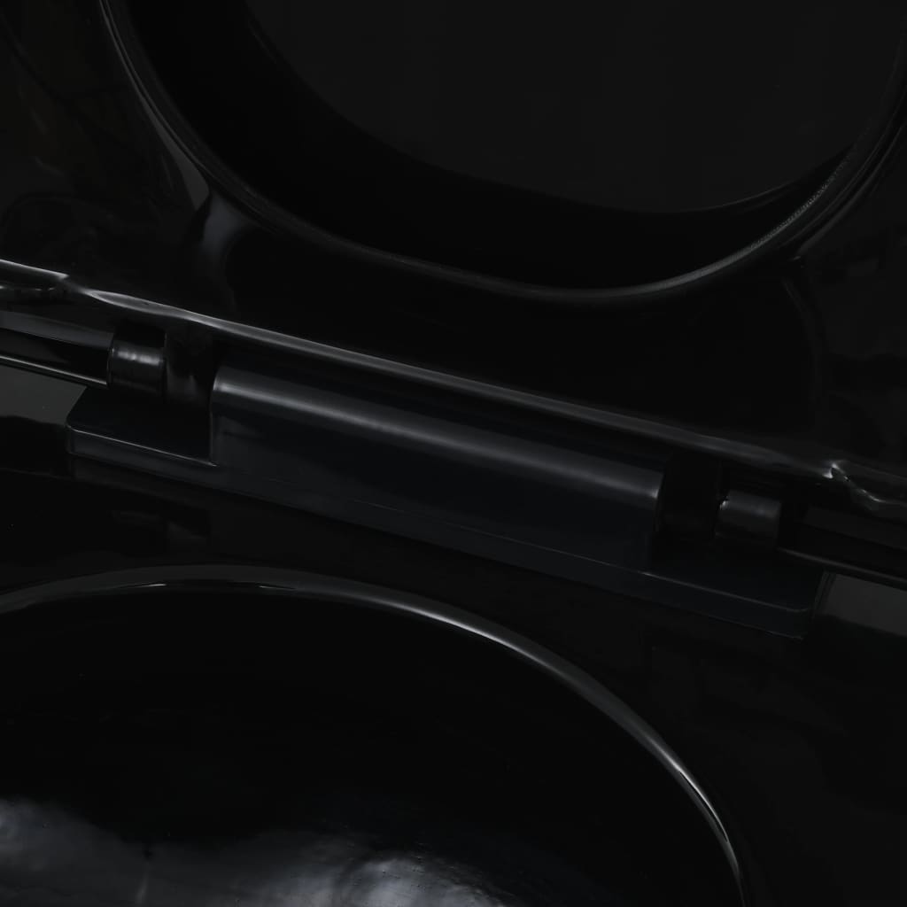 Fekete falra szerelhető kerámia wc rejtett öblítőtartállyal