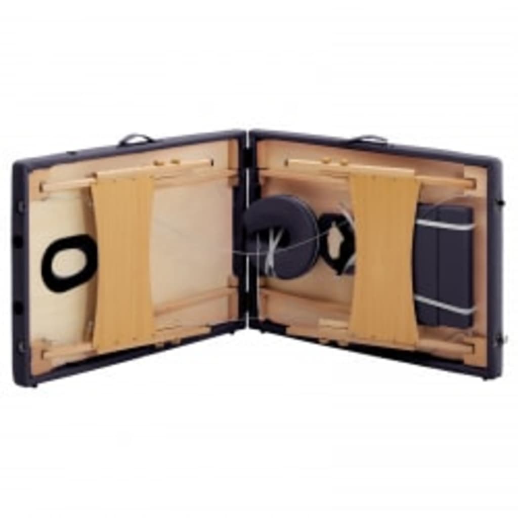 Kétzónás lila összecsukható fa masszázsasztal