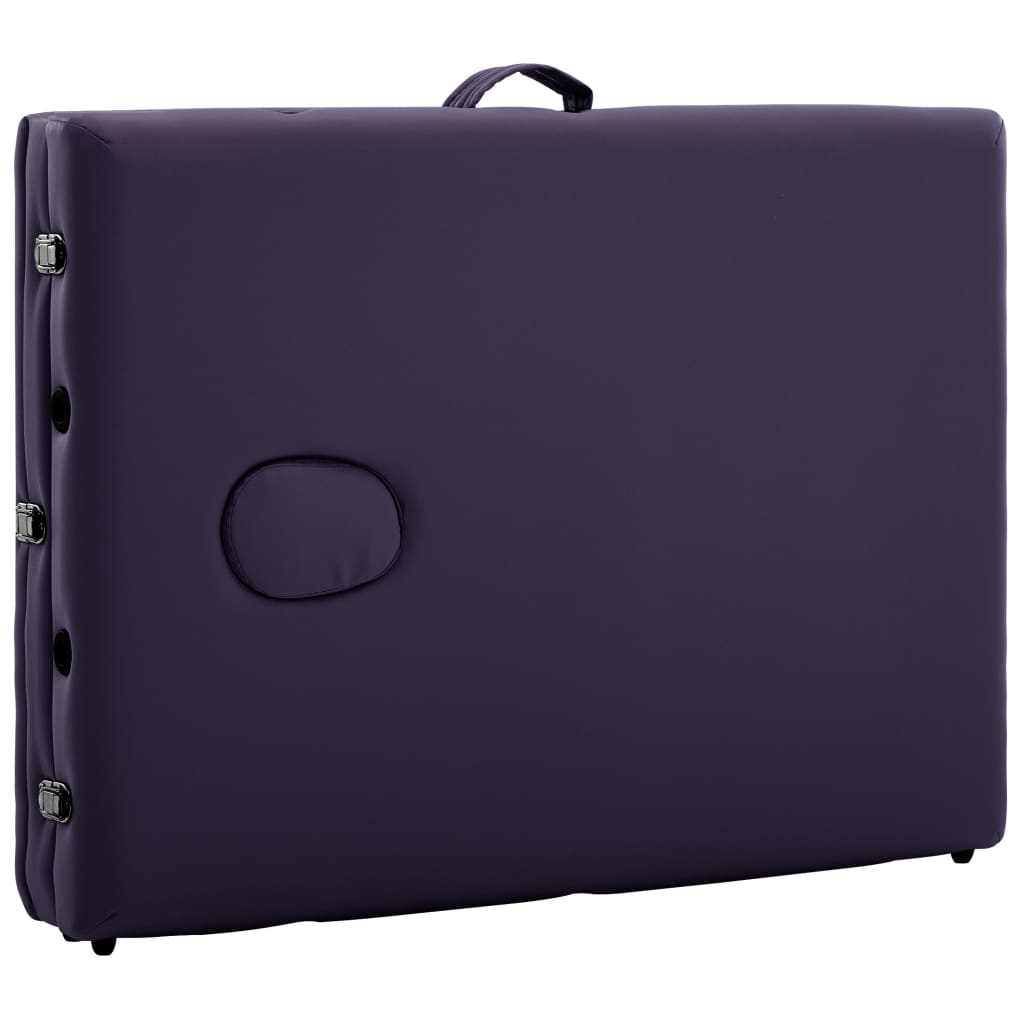 Háromzónás lila összecsukható masszázsasztal