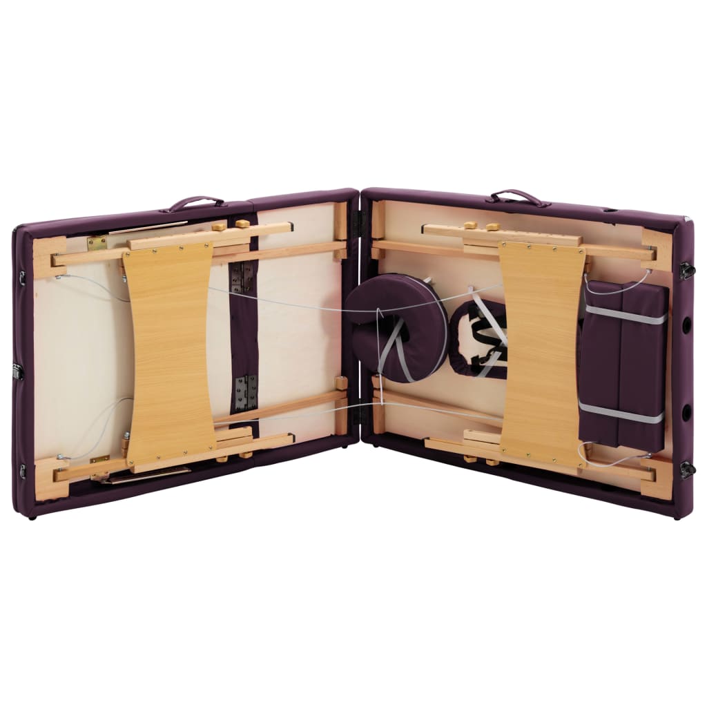 Háromzónás borlila összecsukható fa masszázsasztal