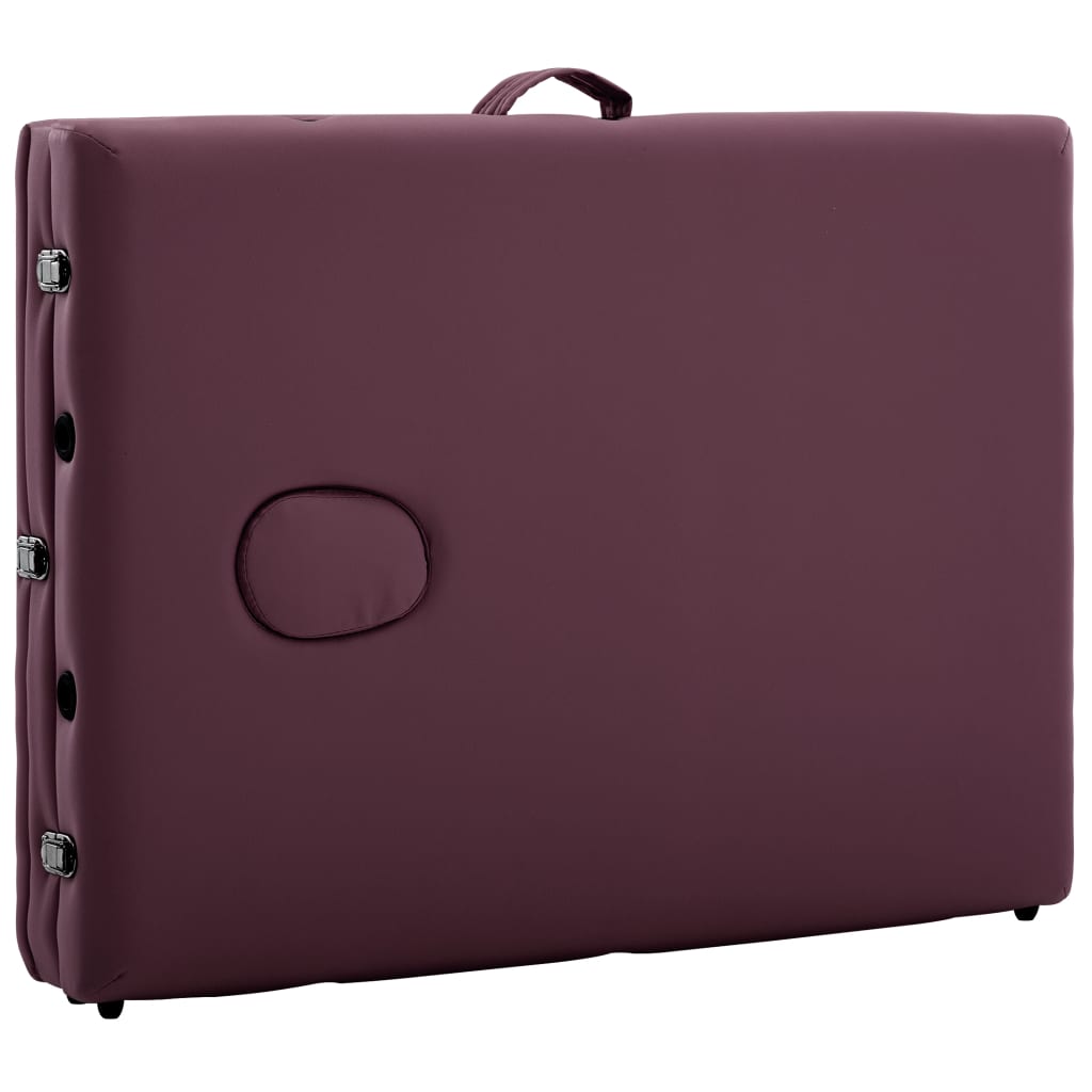 Háromzónás borlila összecsukható fa masszázsasztal