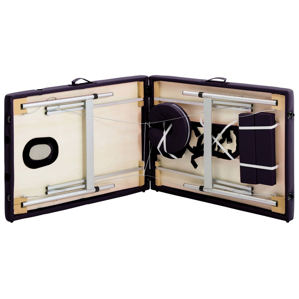 Kétzónás lila összecsukható alumínium masszázsasztal