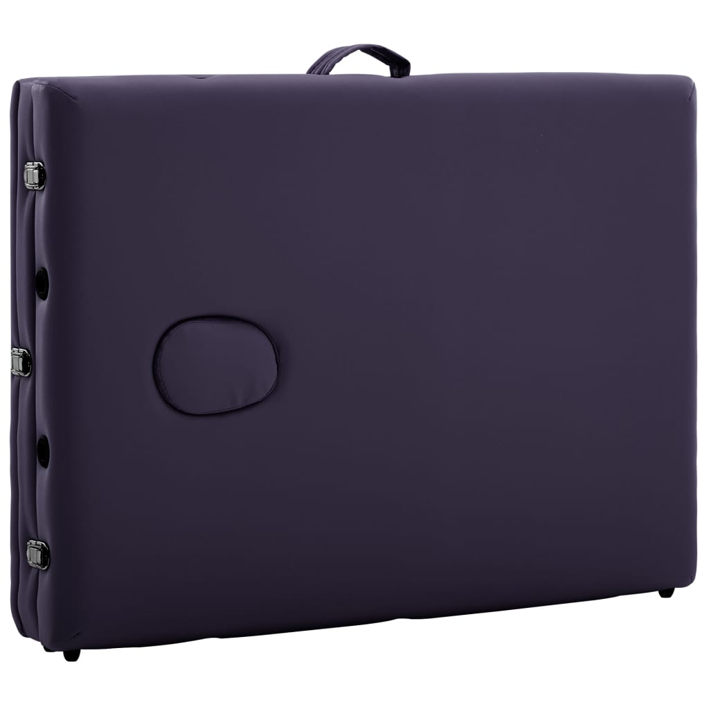 Háromzónás lila összecsukható alumínium masszázsasztal