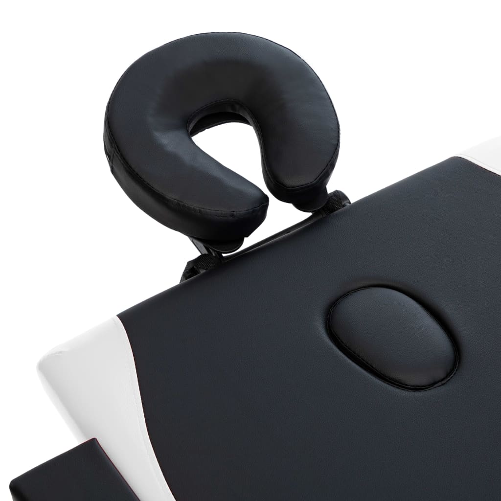 Kétzónás fekete és fehér összecsukható fa masszázsasztal