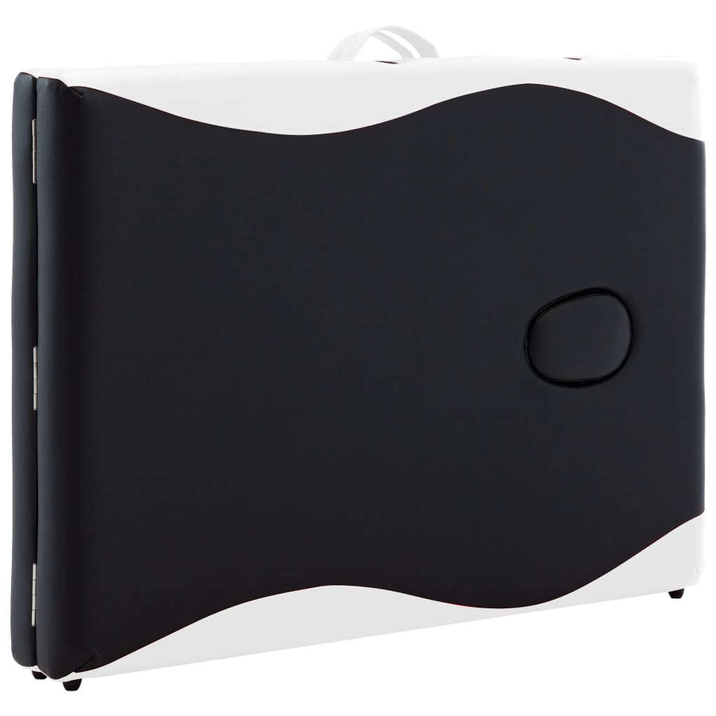 Kétzónás fekete és fehér összecsukható fa masszázsasztal