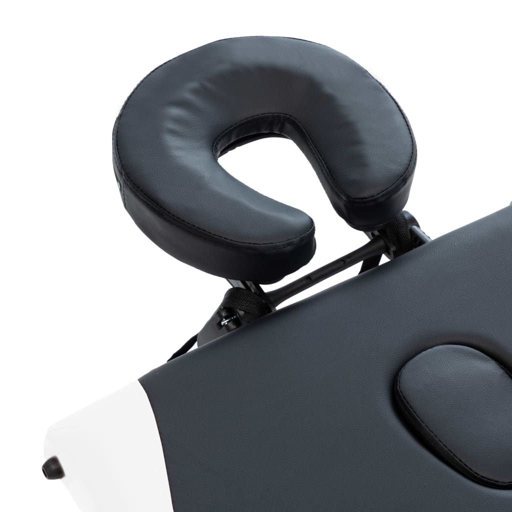 3 zónás fekete és fehér összecsukható alumínium masszázsasztal