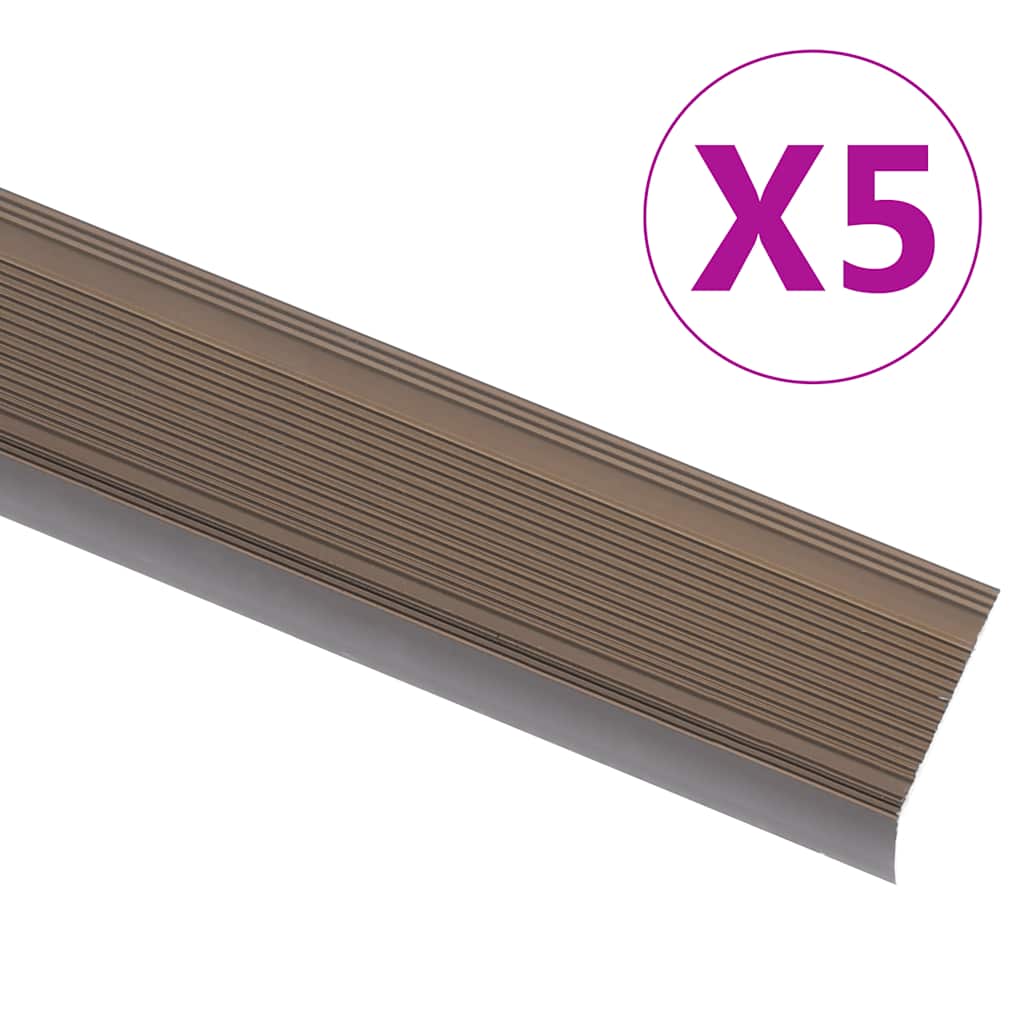 5 db barna l-alakú alumínium lépcsőélvédő 90 cm