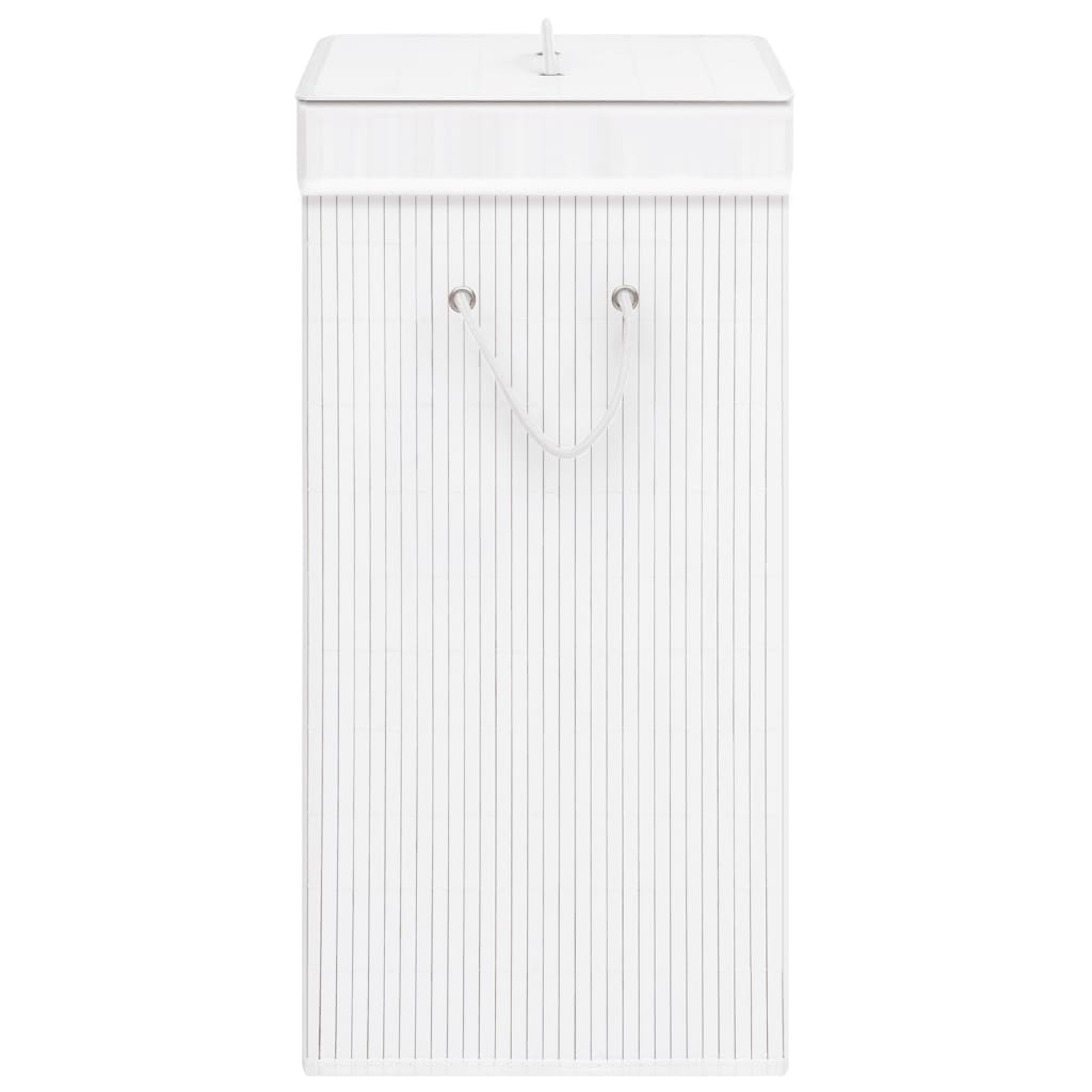 Fehér egyrészes bambusz szennyestartó kosár