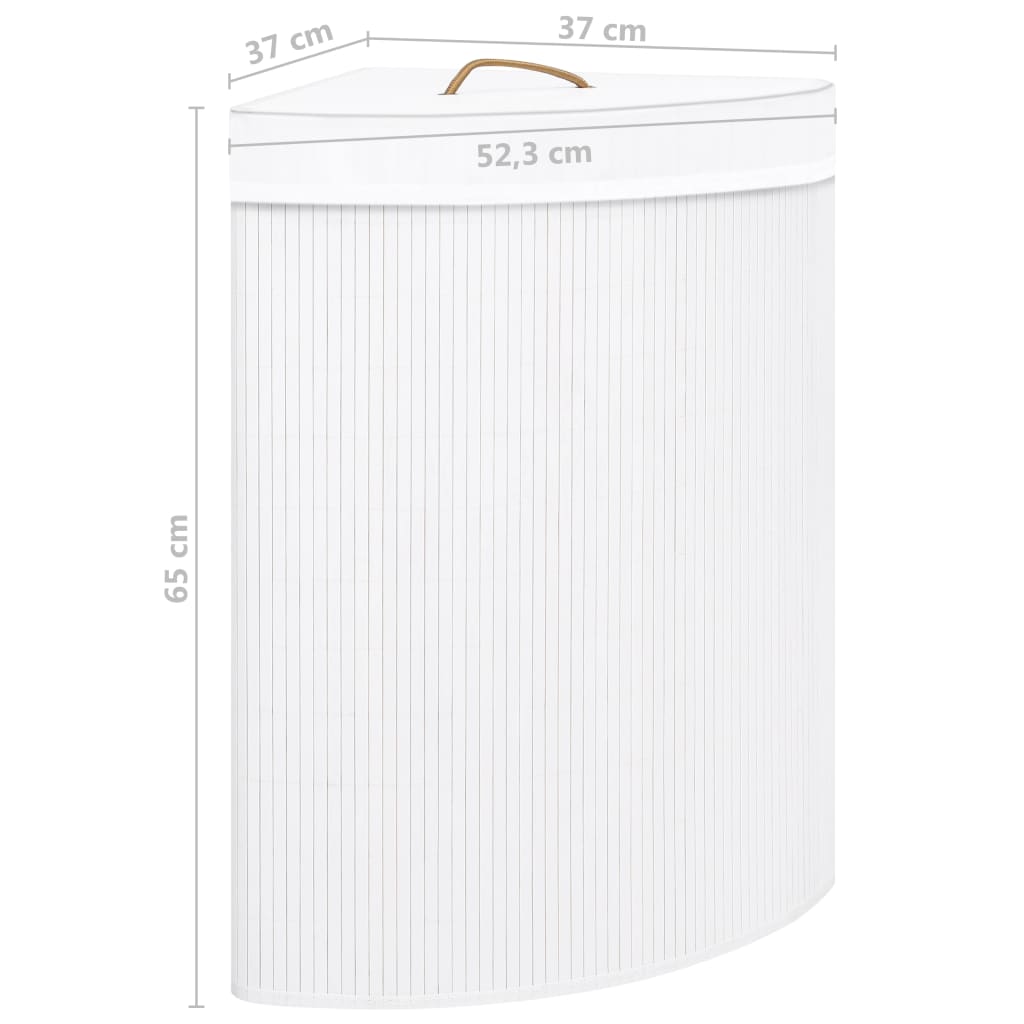 Fehér sarok bambusz szennyestartó kosár 60 l