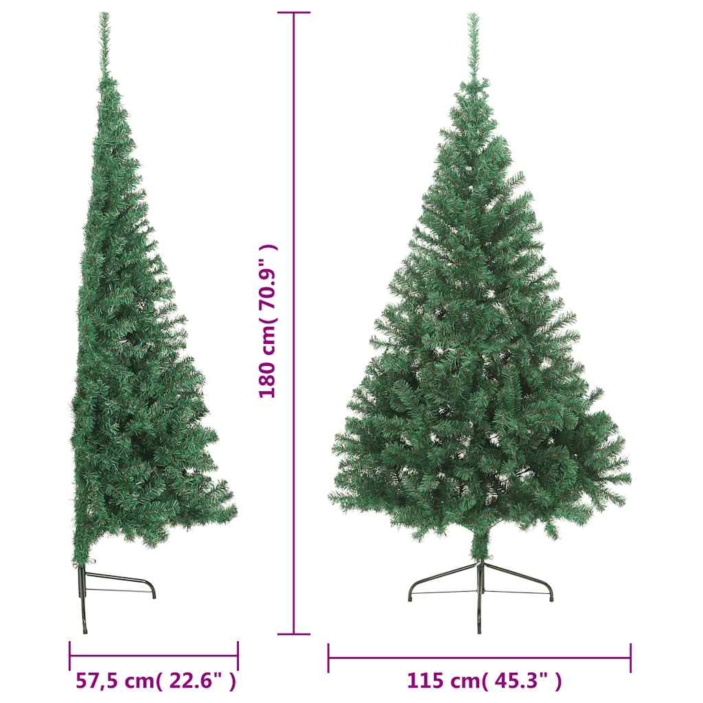 Zöld pvc fél műkarácsonyfa állvánnyal 180 cm