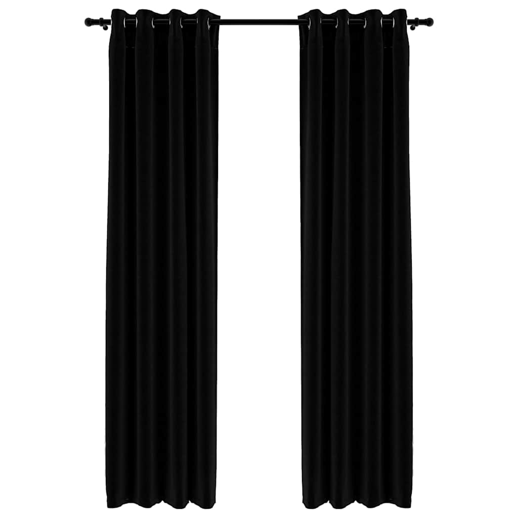 2 db fekete, vászonhatású sötétítőfüggöny fűzőkarikával 140 x 225 cm