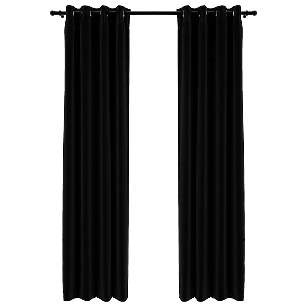 2 db fekete, vászonhatású sötétítőfüggöny fűzőkarikával 140 x 245 cm