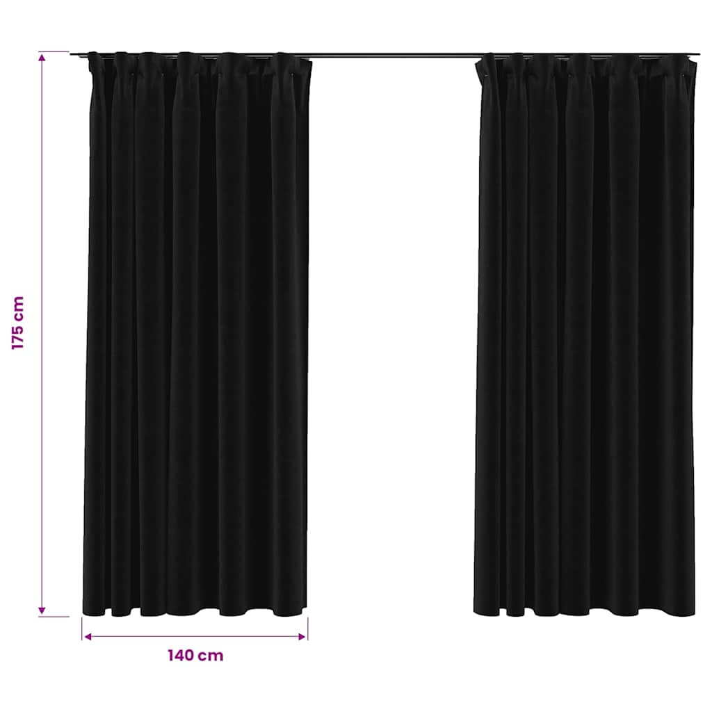 2 db antracit vászonhatású sötétítőfüggöny kampókkal 140 x 175 cm