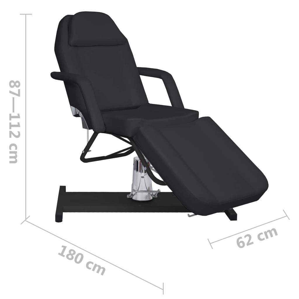 Fekete masszázsasztal 180 x 62 x (87-112) cm