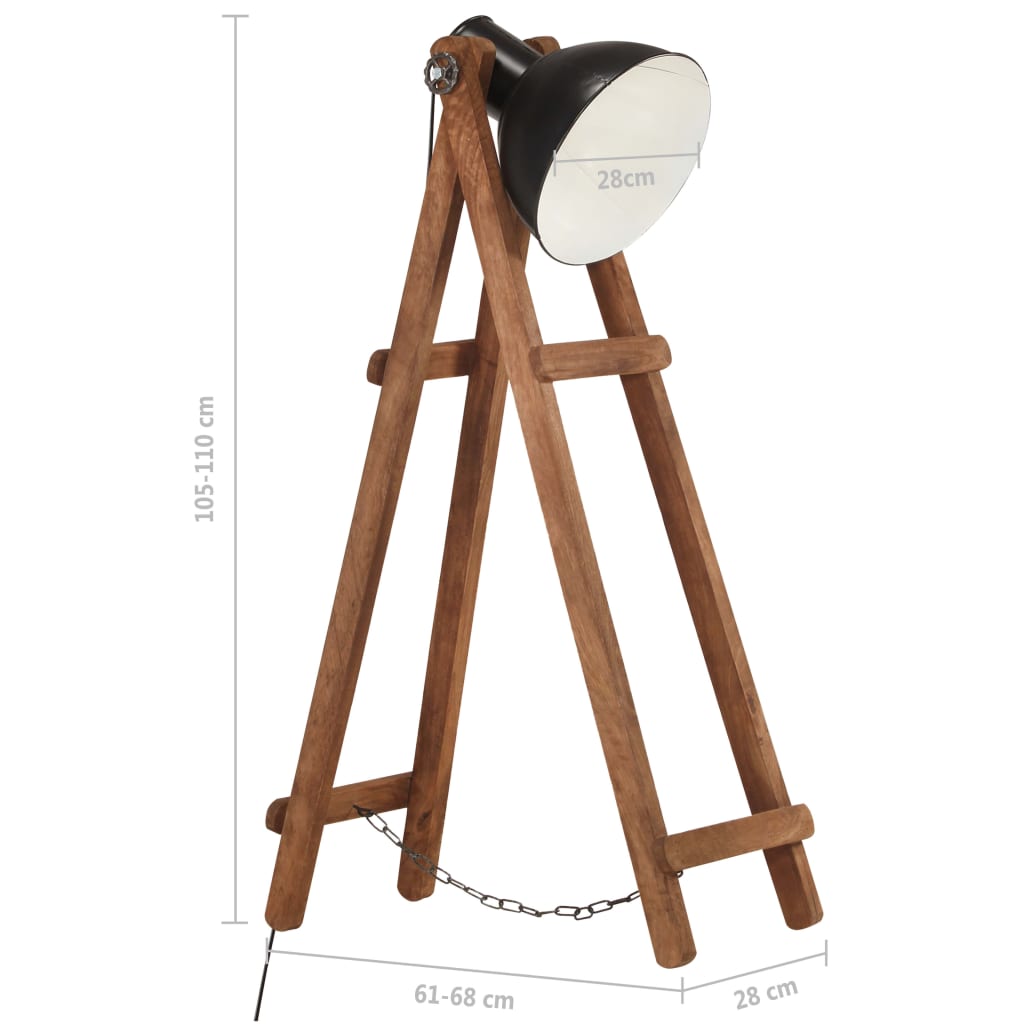 Fekete tömör mangófa állólámpa e27