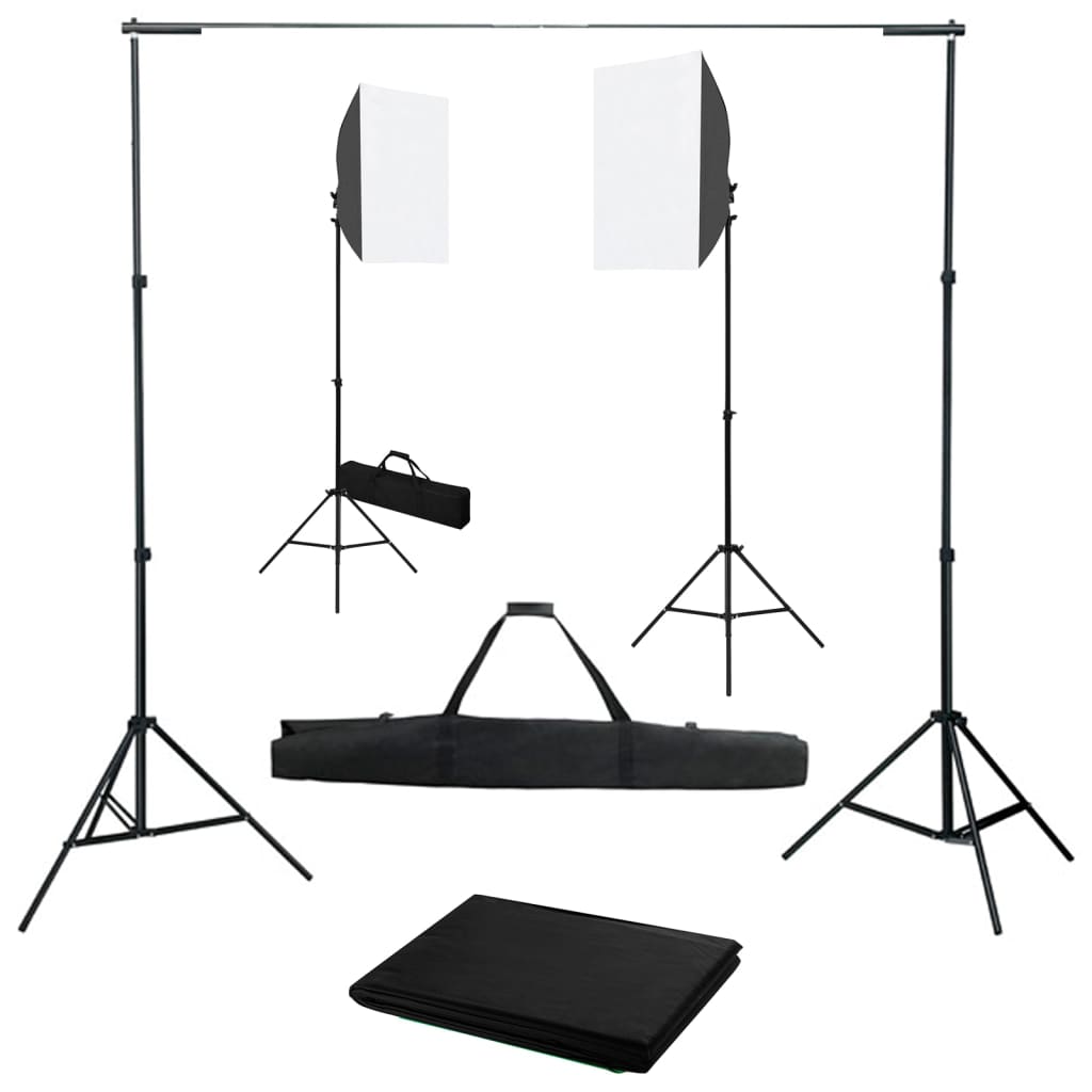 Fotóstúdió-felszerelés softbox lámpákkal és háttérrel