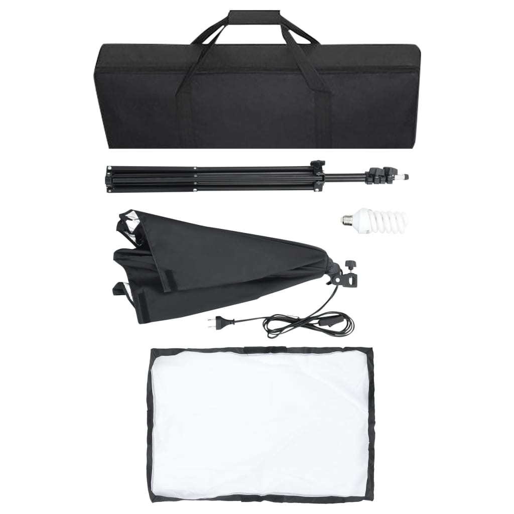 Fotóstúdió-felszerelés softbox lámpákkal és háttérrel